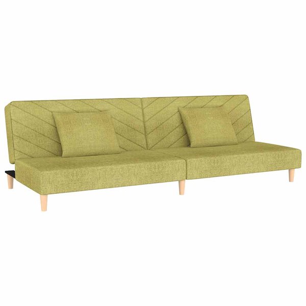 vidaXL Canapé-lit à 2 places avec deux oreillers Vert Tissu