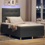 vidaXL Lit à ressort LED avec matelas Gris foncé 120 x 190 cm tissu
