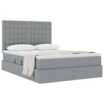 vidaXL Lit avec rangement et matelas Gris clair 140 x 200 cm Polyester
