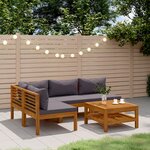 vidaXL Salon de jardin 5 Pièces avec coussin Bois d'acacia solide