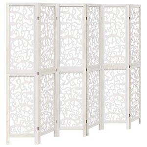 vidaXL Cloison de séparation 6 panneaux blanc bois de paulownia massif