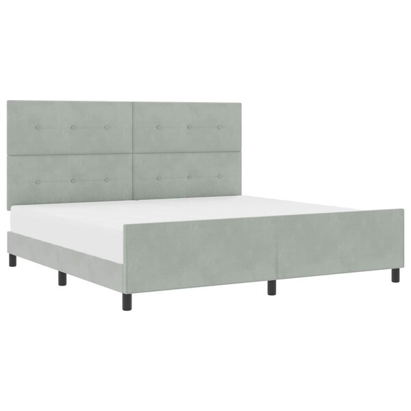 vidaXL Lit à ressorts avec tête de lit Gris clair 200 x 200 cm Velours
