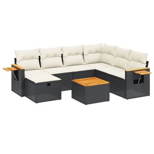 vidaXL Salon de jardin 8 Pièces avec coussins noir résine tressée