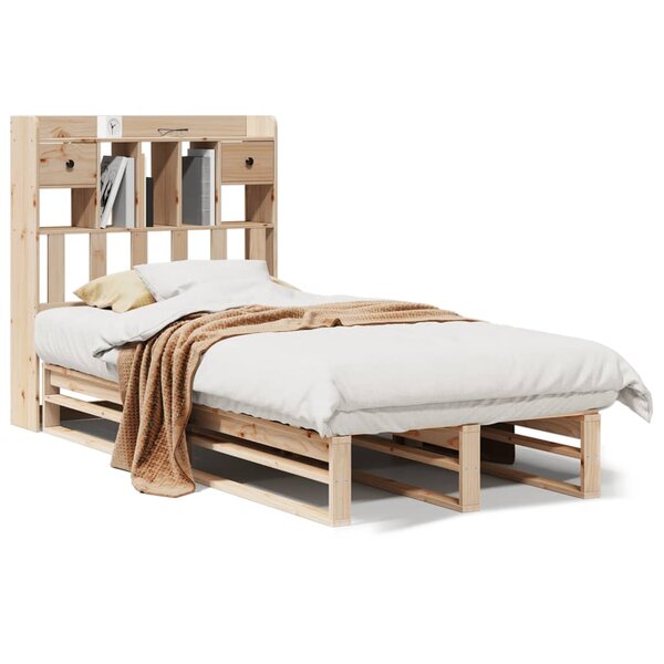 vidaXL Lit bibliothèque sans matelas 90x200 cm bois de pin massif
