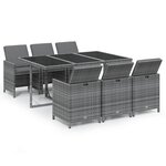 vidaXL Ensemble à manger de jardin coussins 7Pièces Résine tressée Gris