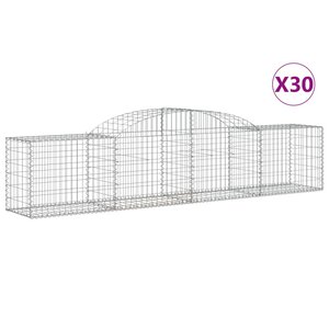vidaXL Paniers à gabions arqués 30 Pièces 300x50x60/80 cm fer galvanisé