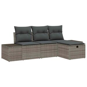 vidaXL Ensemble de Canapés avec coussin 4 Pièces polyrotin