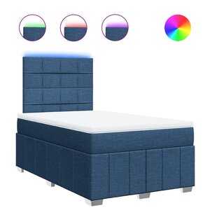 vidaXL Sommier à lattes de lit avec matelas Bleu 120x200 cm Tissu