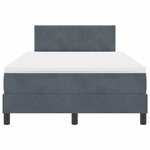 Lit avec sommier et matelas vidaXL Gris foncé Petit double Velours