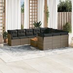 vidaXL Salon de jardin 11 Pièces avec coussins gris résine tressée