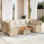 vidaXL Salon de jardin avec coussins 7 Pièces beige résine tressée