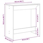 vidaXL Table de bar Chêne noir 102 x 50 x 103 5 cm Bois d'ingénierie