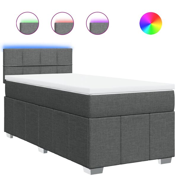 vidaXL Sommier à lattes de lit avec matelas Gris foncé 100x200cm Tissu