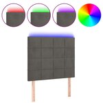 vidaXL Tête de lit à LED Gris foncé 100x5x118/128 cm Velours