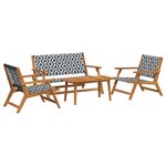 vidaXL Chaises de jardin avec ensemble de table - 4 pièces  noir et blanc  en bois d'acacia massif
