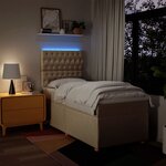 vidaXL Sommier à lattes de lit avec matelas Crème 100x200 cm Tissu