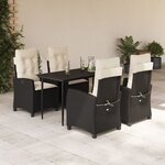 vidaXL Ensemble à manger de jardin coussins 5Pièces Noir Résine tressée