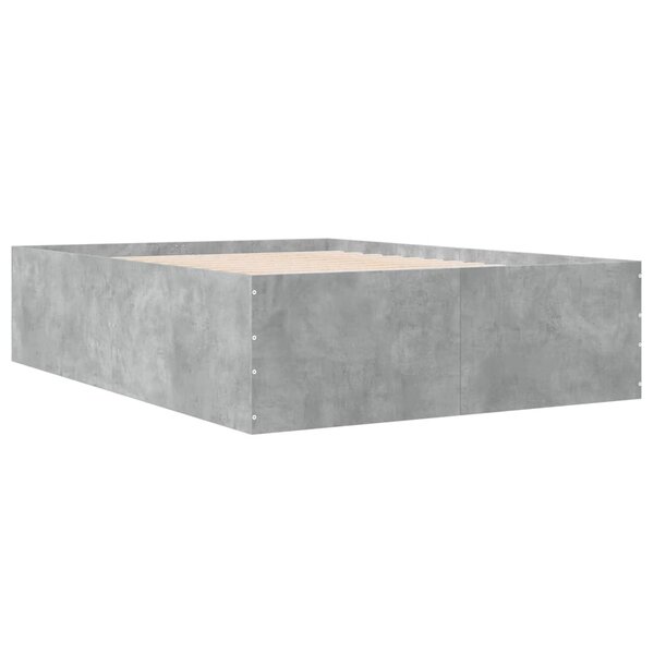 vidaXL Cadre de lit gris béton 135x190 cm bois d'ingénierie