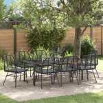 vidaXL Ensemble de salle à manger de jardin 9 pièces avec coussins en Rotin Poly Noir