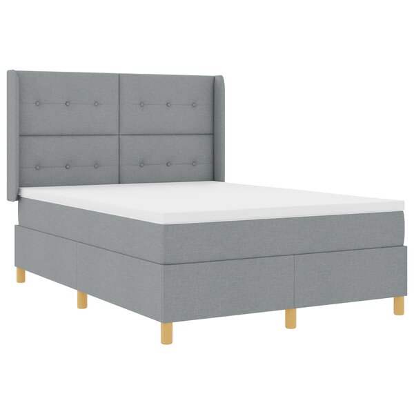 Lit avec sommier à ressorts et matelas vidaXL avec éclairage LED Gris clair 140x190 cm Tissu