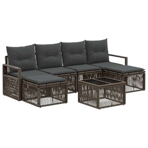 vidaXL Ensemble de canapé de jardin 7 Pièces Gris polyrotin