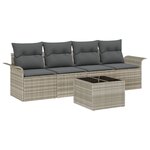 vidaXL Ensemble de canapés de jardin 5 pièces avec coussins – Rattan synthétique gris clair
