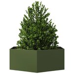 vidaXL Jardinière vert olive hexagone 138x120x45 cm acier