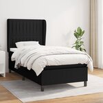 vidaXL Sommier à lattes de lit avec matelas Noir 90x190 cm Tissu
