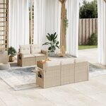 vidaXL Salon de jardin avec coussins 6 Pièces beige résine tressée