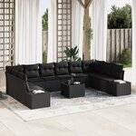 vidaXL Ensemble de Canapé de Jardin de 11 Pièces avec Coussins Beige Poly Rattan