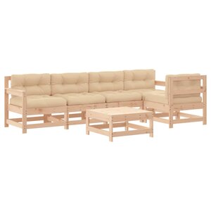 vidaXL Salon de jardin 6 Pièces avec coussins bois massif