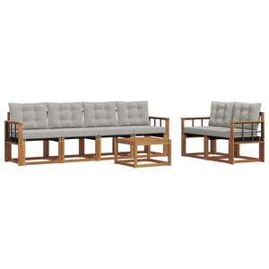 vidaXL Ensemble de canapés d'extérieur 7 pc Gris Naturel et Clair