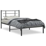 vidaXL Cadre de lit métal avec tête de lit noir 107x203 cm