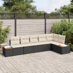 vidaXL Ensemble de canapé de jardin avec coussin 6 Pièces Noir Poly rotin