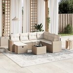 vidaXL Salon de jardin avec coussins 8 Pièces beige résine tressée