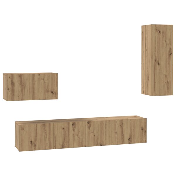 vidaXL Meuble TV mural 4 Pièces Chêne artisan 80 x 30 x 30 cm Moyen