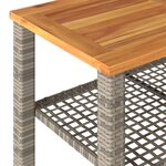 vidaXL Table de jardin gris 70x38x42 cm résine tressée et bois acacia