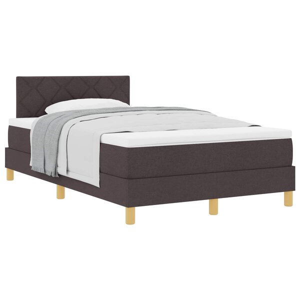 vidaXL Lit à ressorts avec matelas Marron foncé 120 x 190 cm tissu