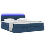 vidaXL Lit de rangement LED avec matelas Bleu 180 x 200 cm Tissu