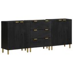 vidaXL Buffets 3 Pièces noir bois d'ingénierie