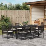 vidaXL Ensemble de salle à manger pour jardin 9 Pièces Noir Poly rotin