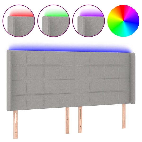 vidaXL Tête de lit à LED Gris clair 163x16x118/128 cm Tissu