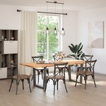 vidaXL Table à manger avec bord naturel 240x100x74cm bois massif chêne