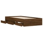 vidaXL Cadre de lit avec tiroirs sans matelas chêne marron 100x200 cm