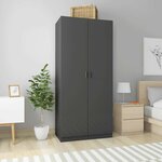 vidaXL Garde-robe Gris brillant 90x52x200 cm Bois d’ingénierie