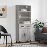 vidaXL Buffet haut Sonoma gris 69 5x34x180 cm Bois d'ingénierie