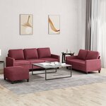 vidaXL Ensemble de canapés 3 Pièces avec coussins Rouge bordeaux Tissu