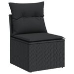 vidaXL Salon de jardin 7 Pièces avec coussins noir résine tressée
