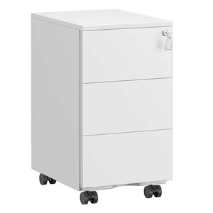 Caisson de bureau mobile verrouillable avec 3 tiroirs 39 x 45 x 55 cm rangement de documents papeterie préassemblé pour bureau bureau à domicile blanc 12_0004824