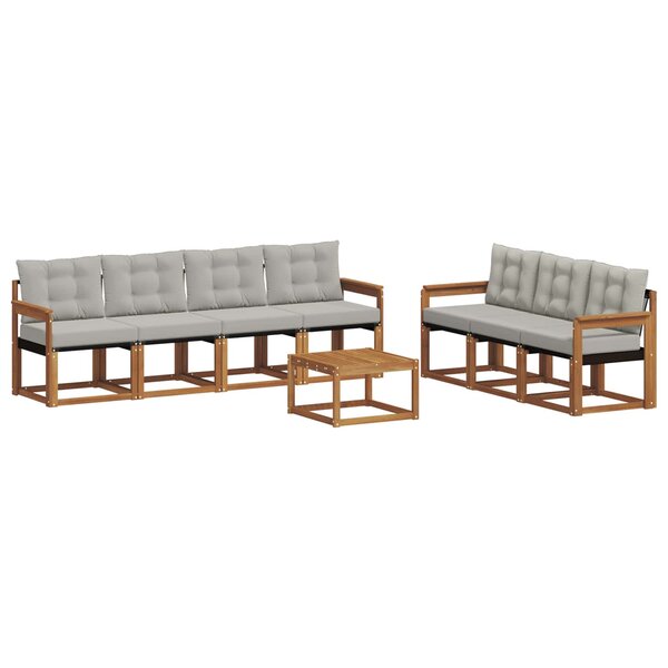 vidaXL Ensemble de canapés d'extérieur 8 pc Gris Naturel et Clair
